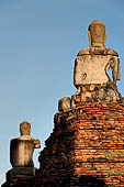 Ayutthaya, Thailand. Wat Chaiwatthanaram, seated Buddha statue of the east rectangular platform of the old ubosot. 